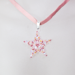 Pendant 45cm - Virgo-Pale pink Suede - Pendant 45cm - Laiton argenté
